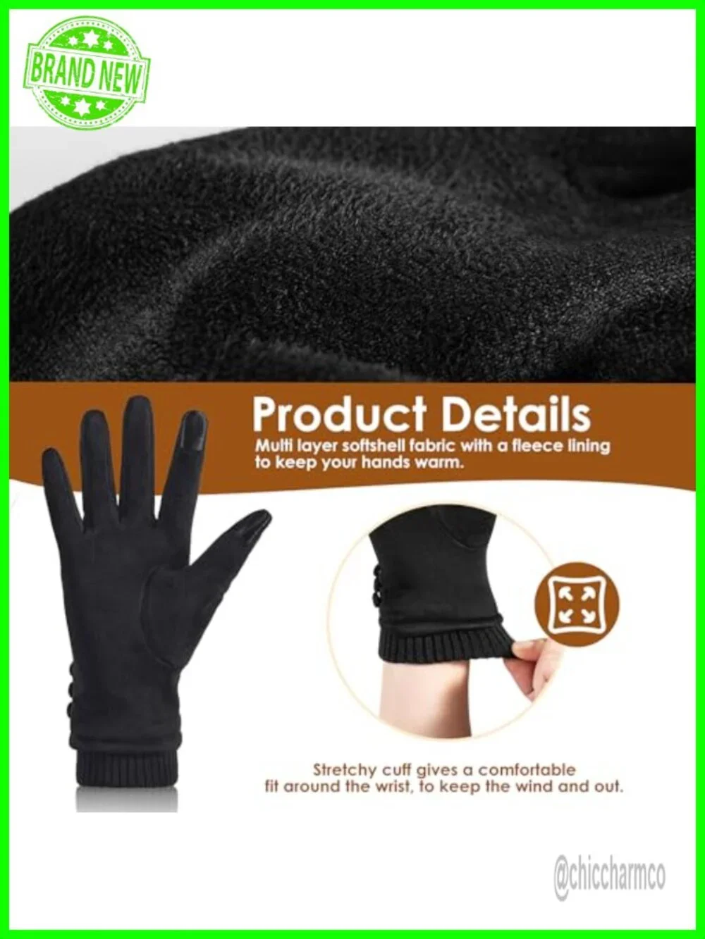 Women's Winter Touch Screen Gloves Fleece Lined Suede Leather Warm